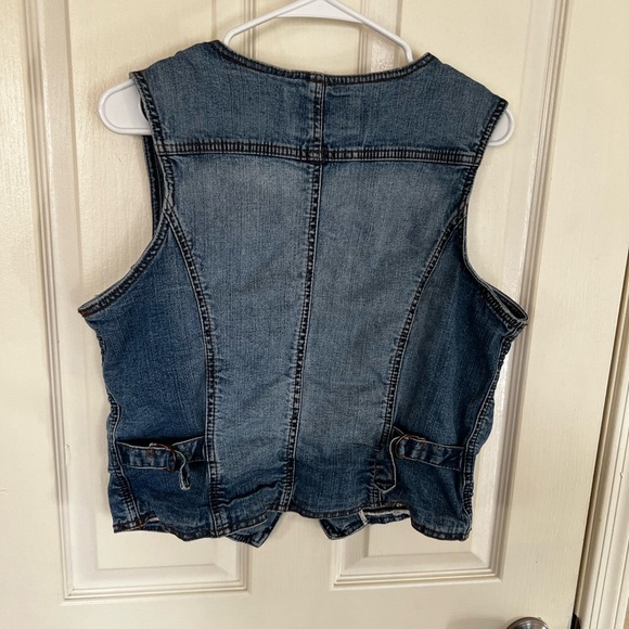 Vintage Y2K Blue Denim Button-Up Vest Cotton Blend - Picture 10 of 10